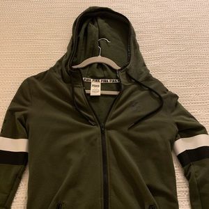 Olive green PINK zip up hoodie